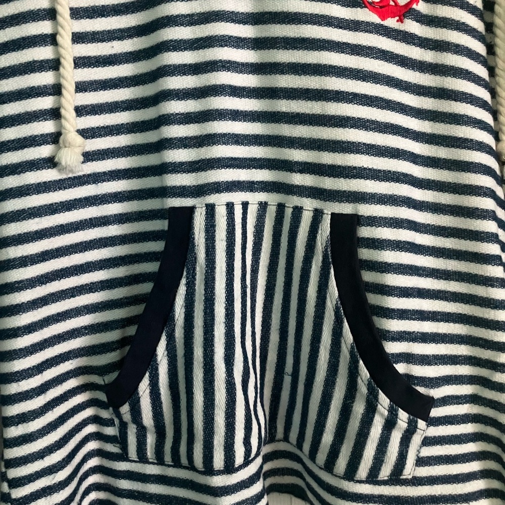 Nautical Navy and White Striped Hoodie w/ Anchor - Picture 4 of 6